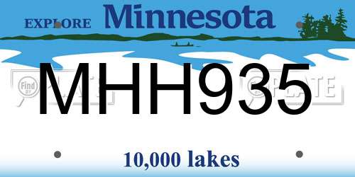 MHH935 Minnesota License Plate