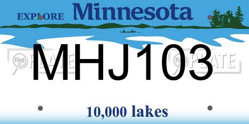 MHJ103 Minnesota License Plate