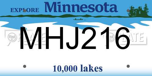 MHJ216 Minnesota License Plate