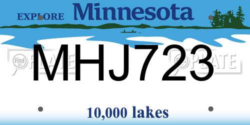 MHJ723 Minnesota License Plate