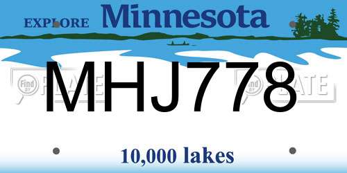 MHJ778 Minnesota License Plate