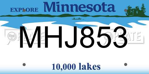 MHJ853 Minnesota License Plate