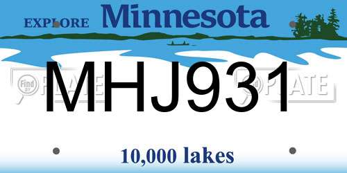 MHJ931 Minnesota License Plate