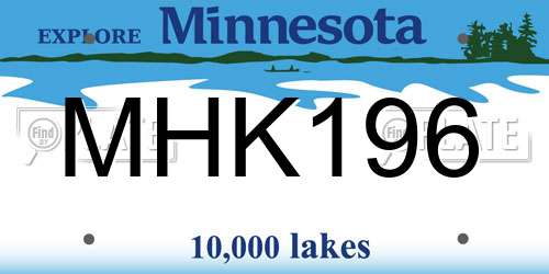 MHK196 Minnesota License Plate