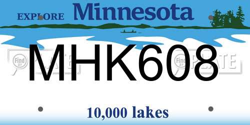MHK608 Minnesota License Plate
