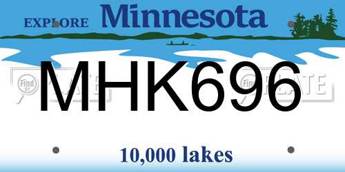 MHK696 Minnesota License Plate