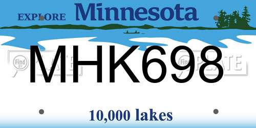MHK698 Minnesota License Plate