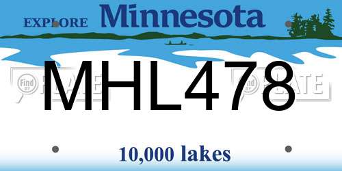 MHL478 Minnesota License Plate