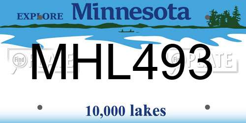 MHL493 Minnesota License Plate