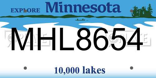 MHL8654 Minnesota License Plate