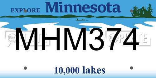 MHM374 Minnesota License Plate