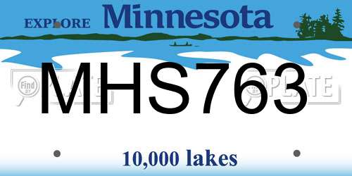 MHS763 Minnesota License Plate