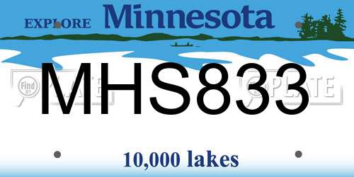 MHS833 Minnesota License Plate