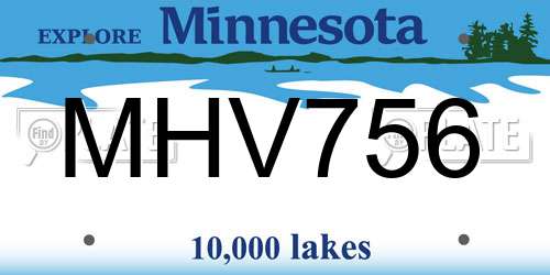 MHV756 Minnesota License Plate