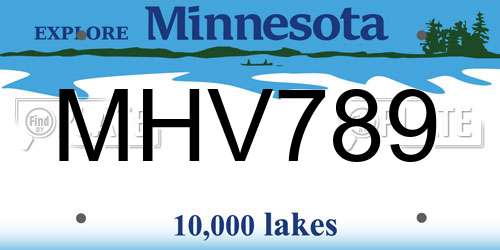 MHV789 Minnesota License Plate