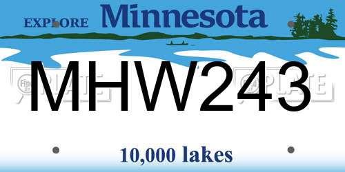 MHW243 Minnesota License Plate