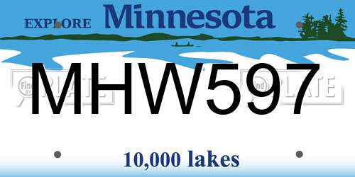 MHW597 Minnesota License Plate