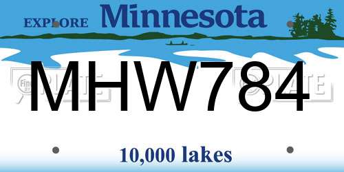 MHW784 Minnesota License Plate