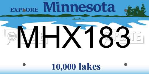 MHX183 Minnesota License Plate