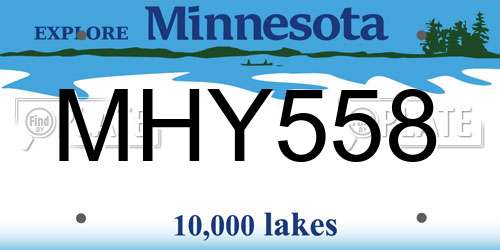 MHY558 Minnesota License Plate