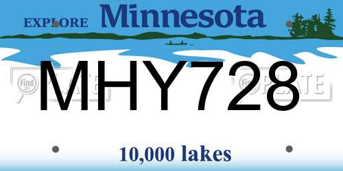 MHY728 Minnesota License Plate