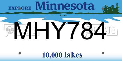 MHY784 Minnesota License Plate
