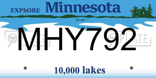 MHY792 Minnesota License Plate
