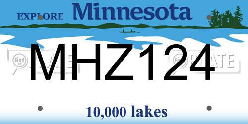 MHZ124 Minnesota License Plate