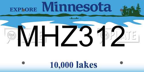 MHZ312 Minnesota License Plate