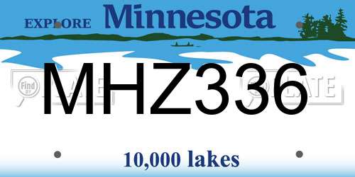 MHZ336 Minnesota License Plate