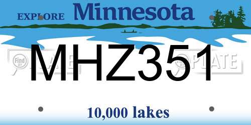 MHZ351 Minnesota License Plate