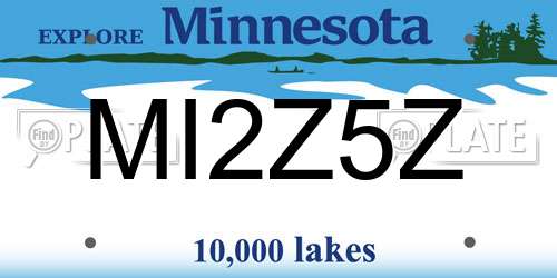 MI2Z5Z Minnesota License Plate