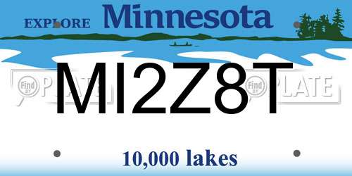 MI2Z8T Minnesota License Plate