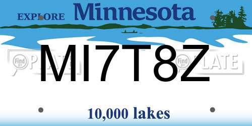 MI7T8Z Minnesota License Plate