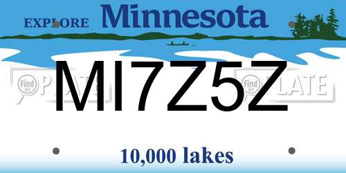 MI7Z5Z Minnesota License Plate