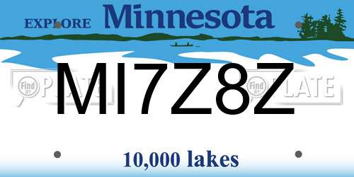 MI7Z8Z Minnesota License Plate