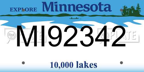 MI92342 Minnesota License Plate