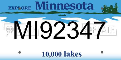 MI92347 Minnesota License Plate