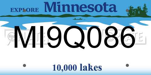 MI9Q086 Minnesota License Plate