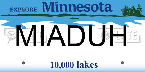 MIADUH Minnesota License Plate