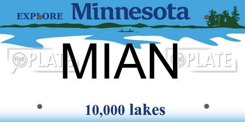 MIAN Minnesota License Plate