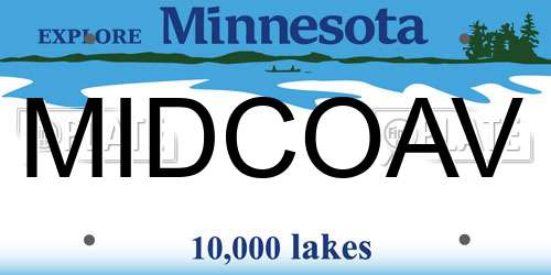 MIDCOAV Minnesota License Plate