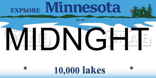 MIDNGHT Minnesota License Plate
