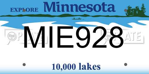 MIE928 Minnesota License Plate
