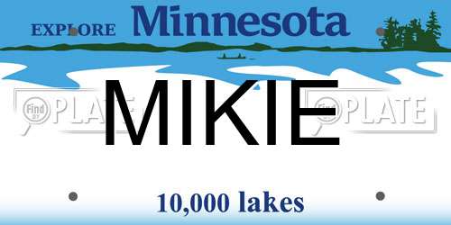 MIKIE Minnesota License Plate