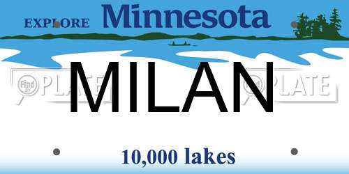 MILAN Minnesota License Plate