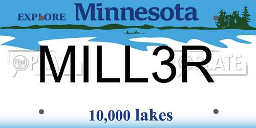 MILL3R Minnesota License Plate