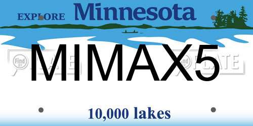 MIMAX5 Minnesota License Plate