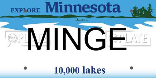 MINGE Minnesota License Plate