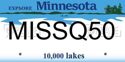 MISSQ50 Minnesota License Plate